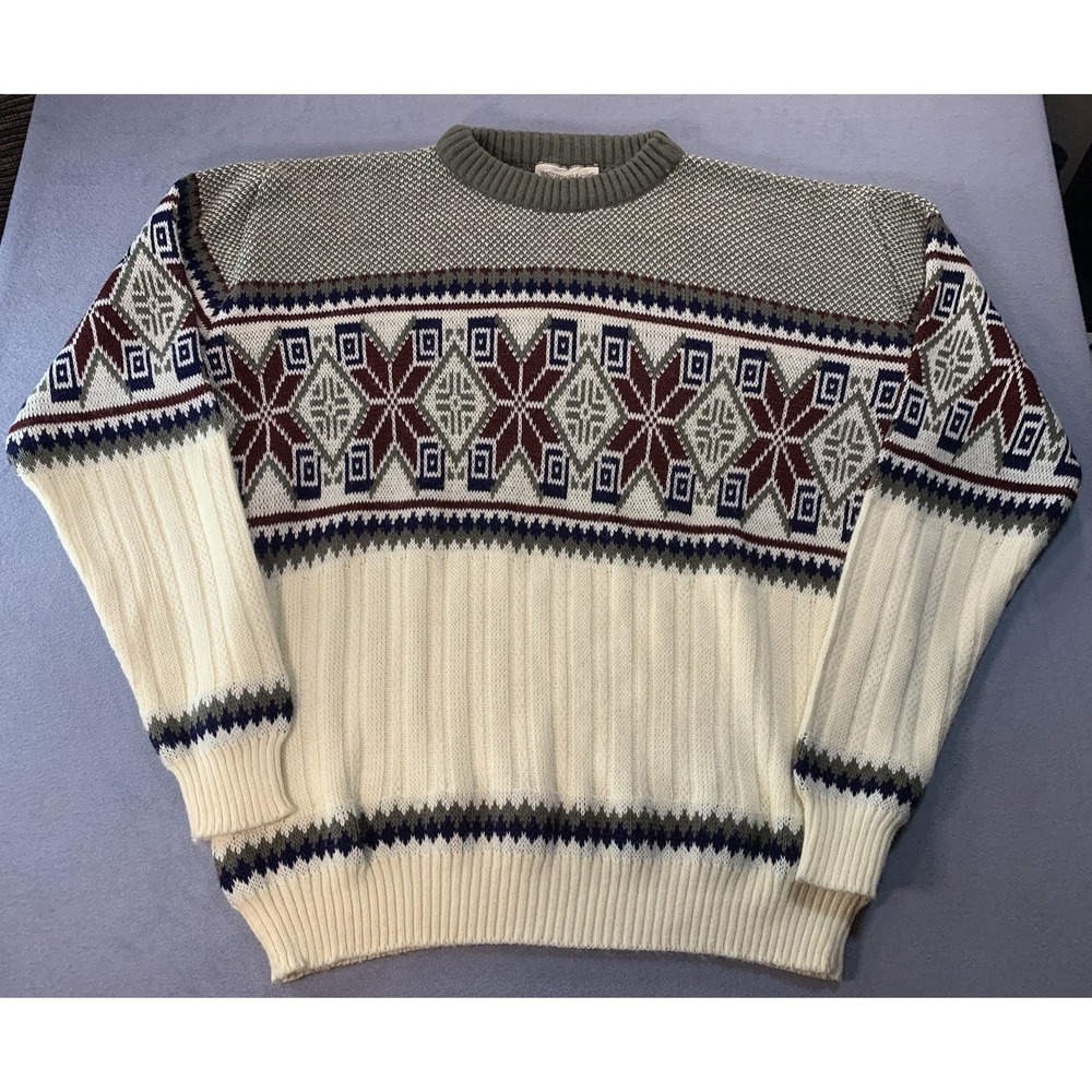 Vintage Hardwood & Pine Acrylic Winter Sweater Sz L Made In Turkey